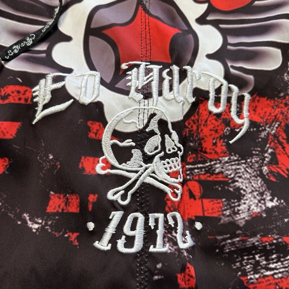 Ed Hardy Boardshorts Mens 34 Y2K Do or Die Skull Surf Swim Shorts Vintage Y2K - Picture 7 of 9
